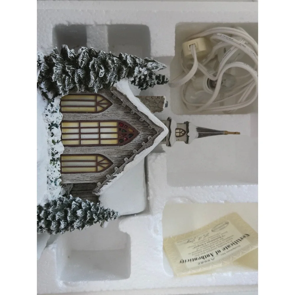 Thomas Kinkade Hawthorne Village Christmas Chapel Sculpture A4480 COA Lighted